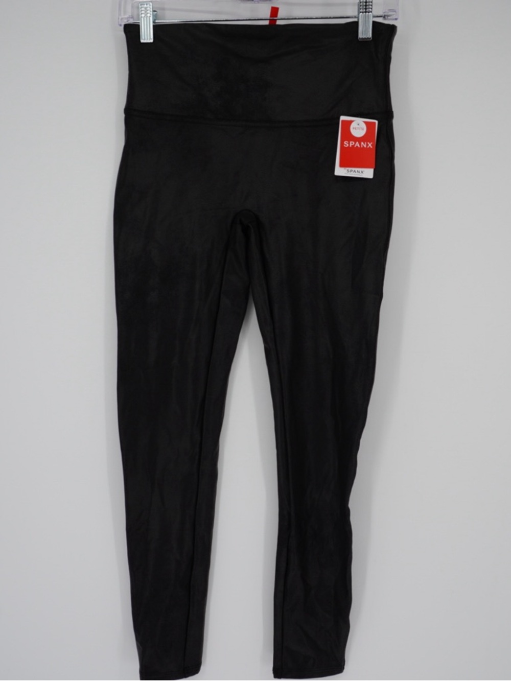 SPANX Faux Black Leather Leggings Large Petite NEW Grunge Biker Casual